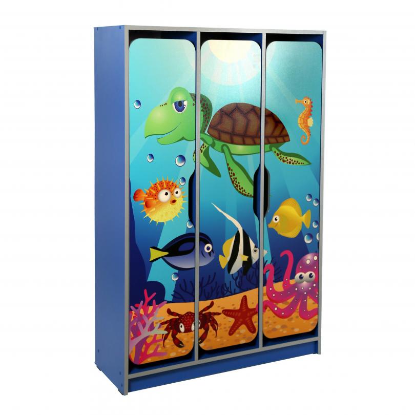 Шафа дитяча 3-місна з фотодруком "Підводний світ" корпус, полиці та дверцята з ЛДСП,(ТОВ ‘’АЛМАНТ’’), 934х350х1400 мм.